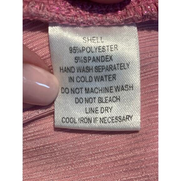 Cotton Candy LA Tube Top Women’s Medium Pink Lamé Fabric Sparkly Cropped Cut Out - Picture 4 of 4